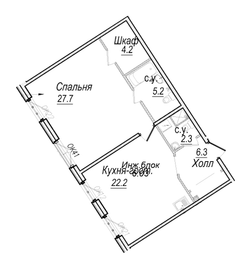 1-комнатная квартира 67.4 м², 4/8 эт., Комплекс апартаментов «Meltzer Hall»